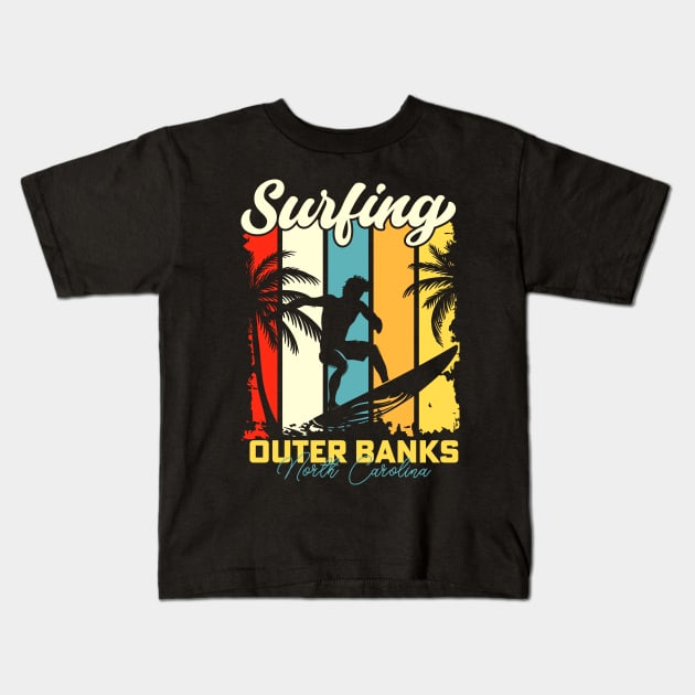 Surfing | Outer Banks, North Carolina Kids T-Shirt by T-shirt US